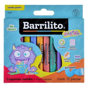 CRAYON JUMBO PASTEL  ESCOLAR C12PZAS 12JP BARRILITO (B047)