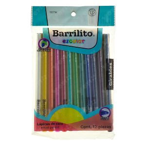 LAPICES DE CERA GIRABLES DE COLORES 12CTW BARRILITO (C047)