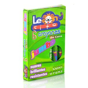 CAJA DE CRAYONES JUMBO REDONDO C6PZAS LEONCITO