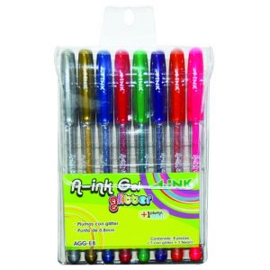 BOLIGRAFOS DE GEL GLITTER C/8  AGG-E8 AINK